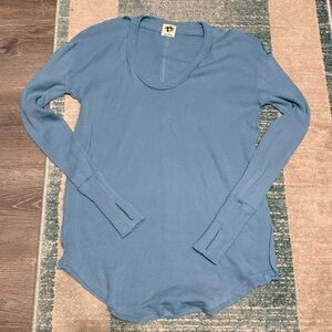 Free People We The Free Light Blue Long Sleeve Top Small